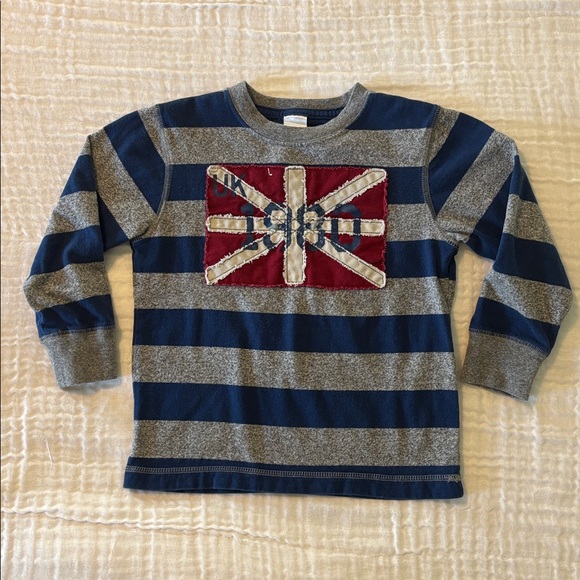 Gymboree Boys Striped Pullover UK Union Jack Appliqué with Matching Hat - Picture 2 of 8